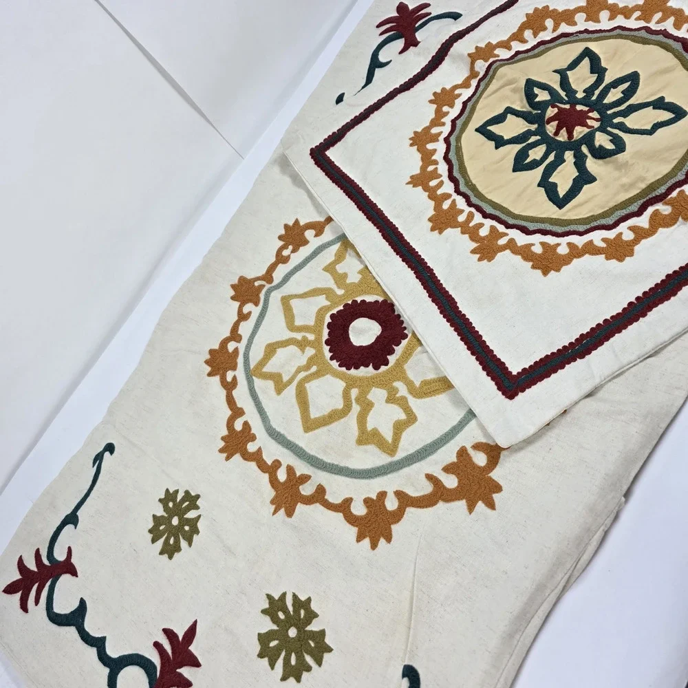 Set 2 Pier 1 Imports Pillow Covers Embroidered Boho Floral Decorative Covers